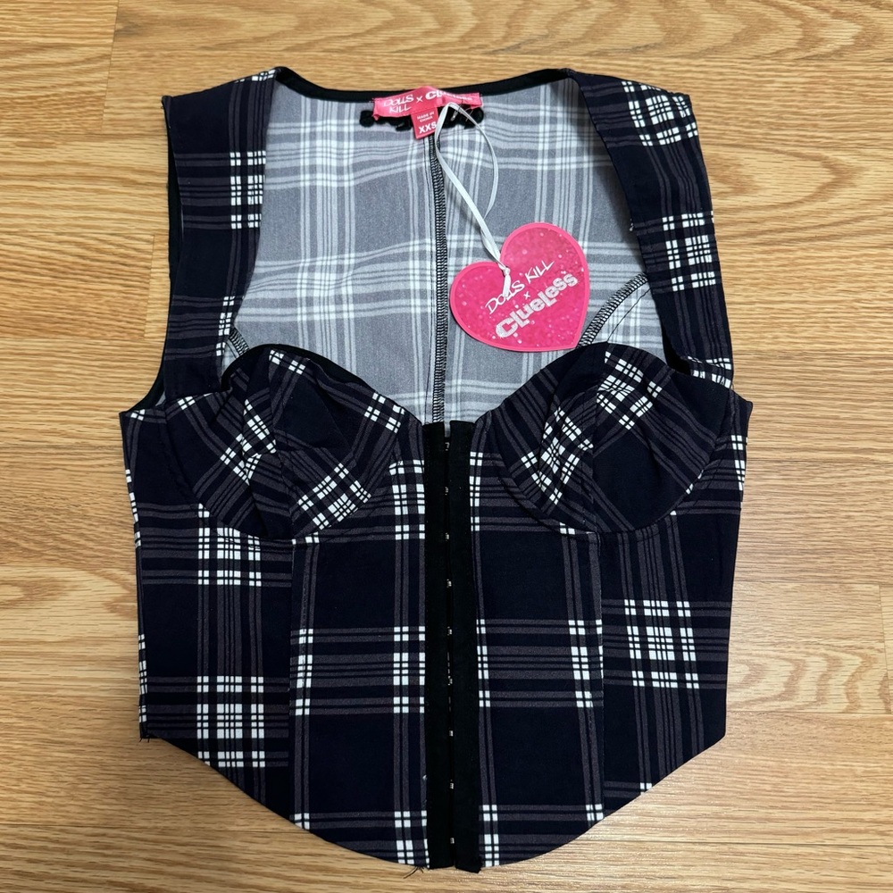 NWT Dolls Kill x Clueless Dione Standard Plaid Bustier Top